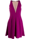 Stella Mccartney Sheer Panel Flared Dress In Purple