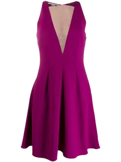 Stella Mccartney Sheer Panel Flared Dress In Purple