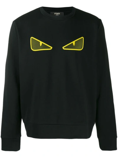 Fendi Fluorescent Eyes Crewneck Sweatshirt In Black