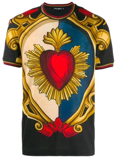 Dolce & Gabbana Cotton T-shirt With Heart Print In Multicolour