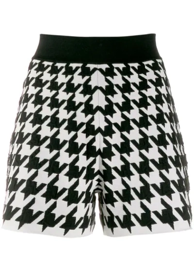 Alexander Mcqueen Houndstooth Jacquard-knit Shorts In 9009