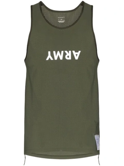 Satisfy Army Print Perforated Vest In Green