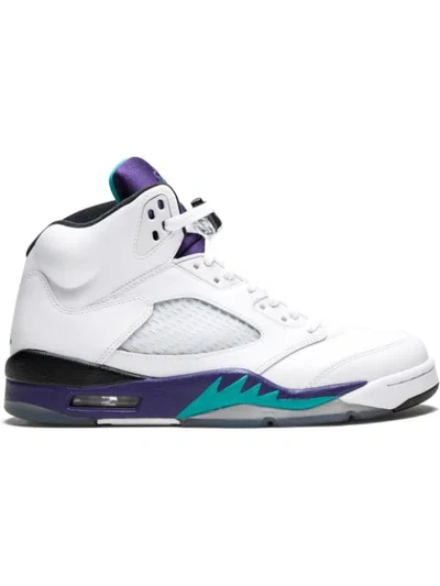 Jordan Air  5 Retro Ls Sneakers In White/new Emerald-grp Ice-blk