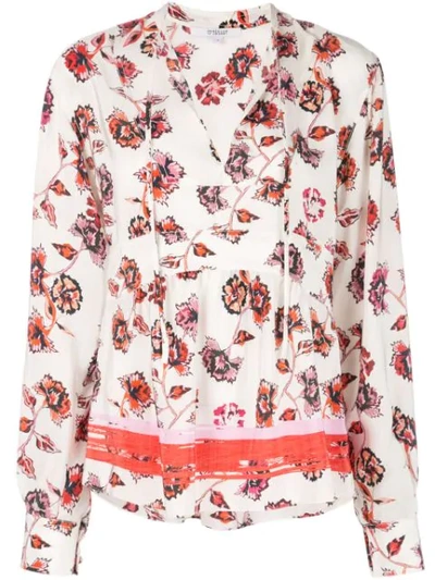 Derek Lam 10 Crosby French Floral Print Blouse In White