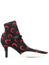 Marine Serre Moon Print Sock Boots In Black ,red