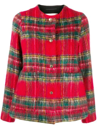 Mackintosh Bettyhill Royal Stewart Wool & Mohair Collarless Jacket In Red
