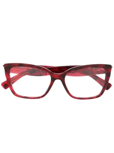 Valentino Square Frame Glasses In Red