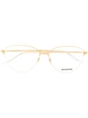 Balenciaga Oval-frame Glasses In Gold
