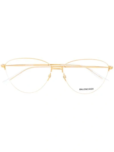 Balenciaga Oval-frame Glasses In Gold