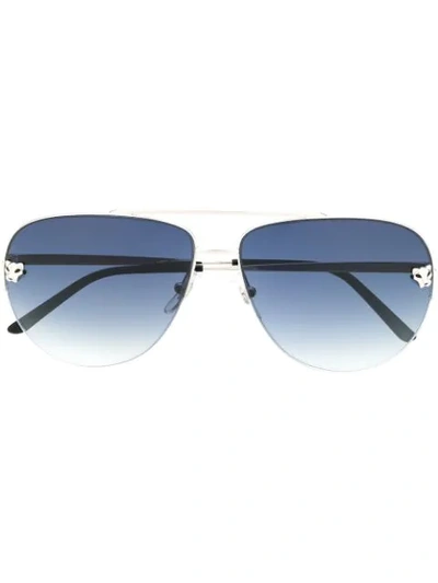 Cartier Tiger Aviator Sunglasses In Black