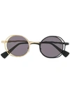 Kuboraum Contrasting Round Frame Sunglasses In 黑色