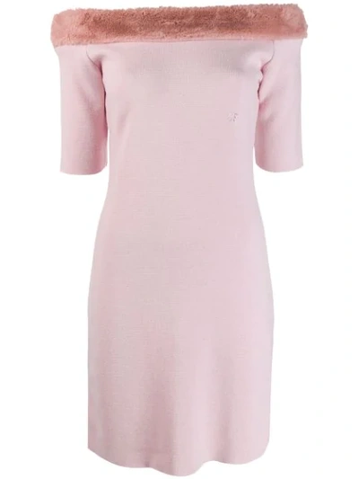 Chiara Ferragni Off-shoulder Fitted Dress In Pink