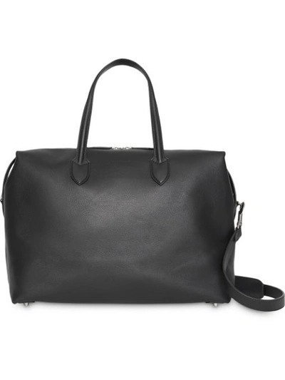 Burberry Grainy Leather Holdall In Black