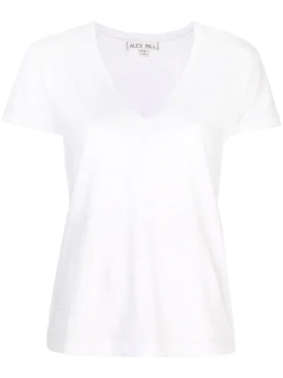 Alex Mill Slub V-neck T-shirt In White