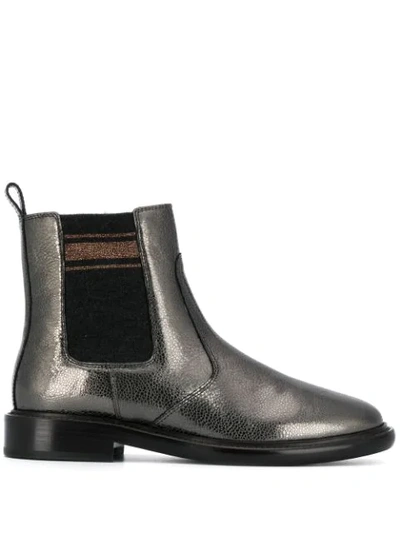 Brunello Cucinelli Metallic Chelsea Boots In Grey
