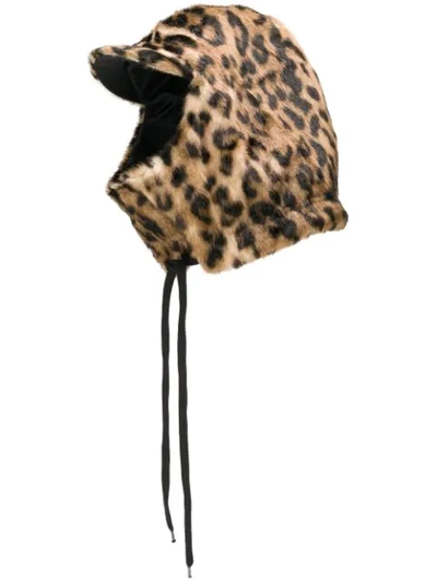 N°21 Leopard Print Balaclava Style Hat In Brown