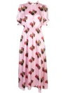 Adam Lippes Printed Hammered Silk Dress In Pink