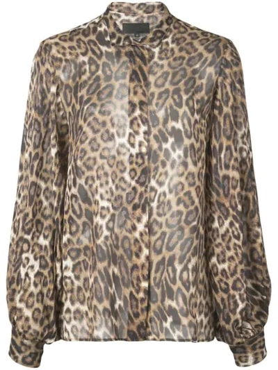 Nili Lotan Leopard Print Shirt In Brown