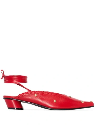 Reike Nen Sue 30mm Ankle-tie Mules In Red