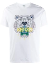 Kenzo Tiger Logo Print T-shirt In 01 White
