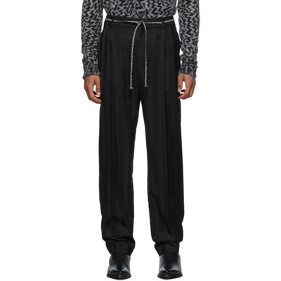 Saint Laurent Belted Straight Trousers In 1000 Black