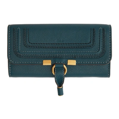 Chloé Chloe Navy Marcie Long Wallet In 43c Navyink