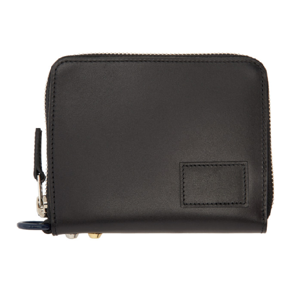 Sacai Black Leather Large Zip Around Wallet In 001 Black | ModeSens