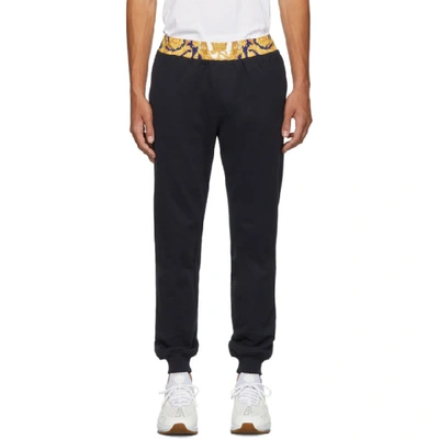 Versace Navy Barocco Border Lounge Pants In A741 Print