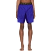 Versace Printed Logo Swim Shorts In A86l Blue