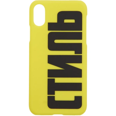 Heron Preston Printed Ctnmb I Phone X/xs Cover In Gre/yel/blk