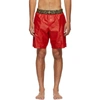 Versace Logo Elasticated Swim Shorts In A85n Red