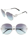 Tiffany & Co 56mm Gradient Round Sunglasses In Silver/ Azure Gradient