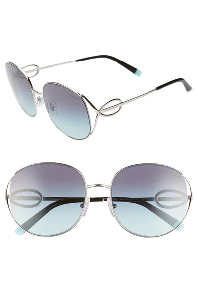 Tiffany & Co 56mm Gradient Round Sunglasses In Silver/ Azure Gradient