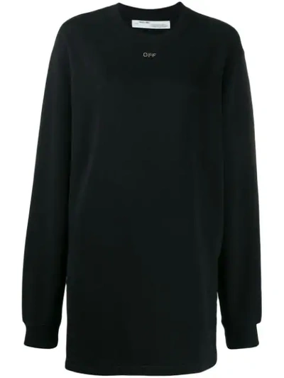 Off-white Shifted Carryover Long Sleeve Sweatshirt Dress In Black