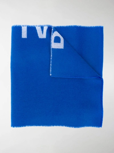 Balenciaga 'macro Logo' Wool Scarf In Blue