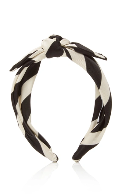 Maison Michel Sienna Striped Satin Headband In Black/white