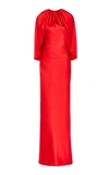 Brandon Maxwell Cape-effect Silk-satin Gown In Red
