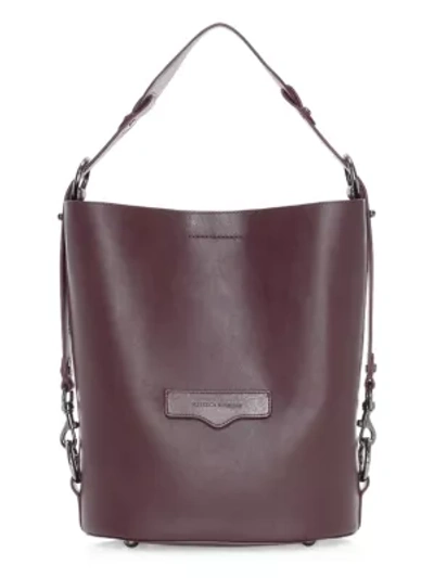 Rebecca Minkoff Utility Convertible Leather Bucket Bag In Burgundy