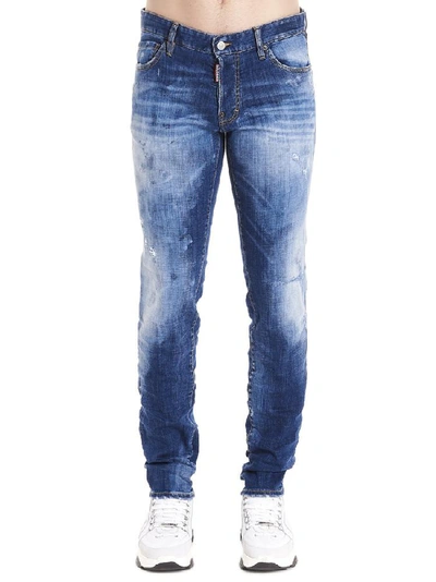 Dsquared2 Distressed Slim Fit Jeans In Blue