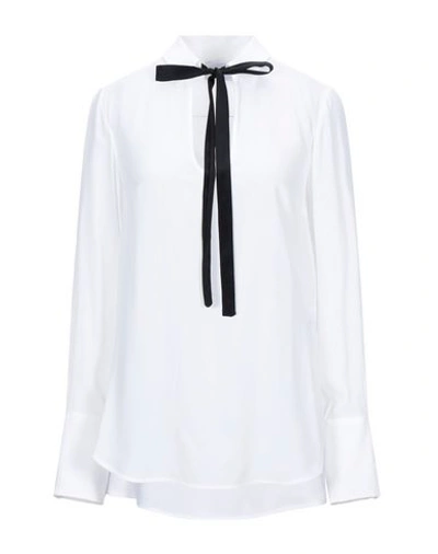 Dondup White Blouse With Black Ribbon In White