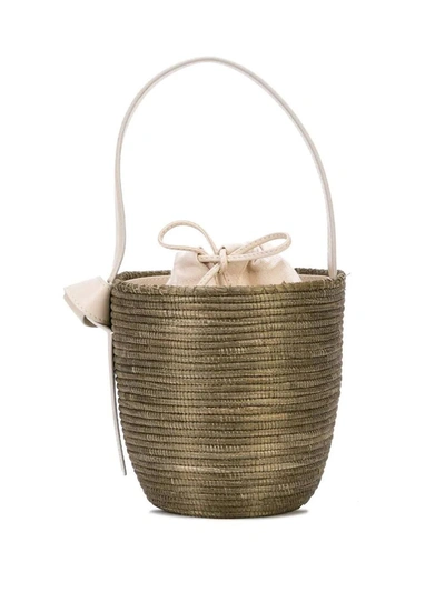 The Webster Woven Bucket Bag In Brown