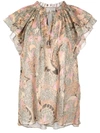 Ulla Johnson Printed Ruffle Blouse In Neutrals