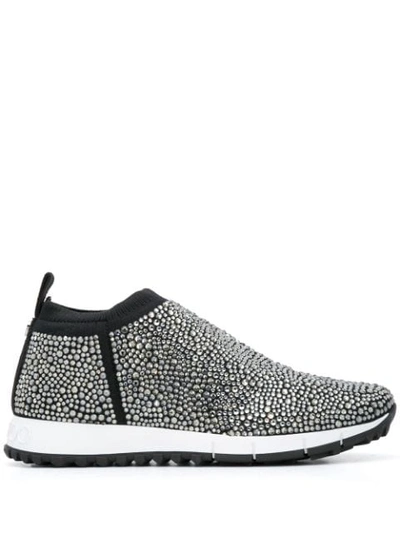 Jimmy Choo Norway Crystal-embellished Slip-on Sneakers In Black