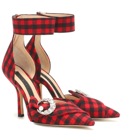 Midnight 00 Corset Checked Pumps In Red