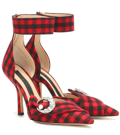 Midnight 00 Corset Checked Pumps In Red