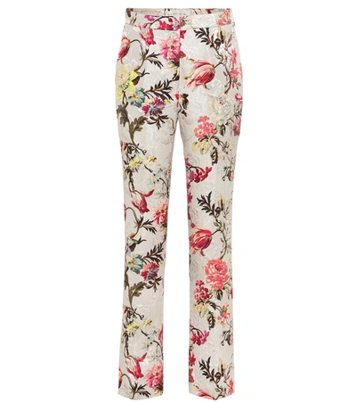 Etro Floral Cotton And Silk-blend Pants In Multicoloured