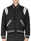 Saint Laurent Teddy Wool Blend Jacket In Black White