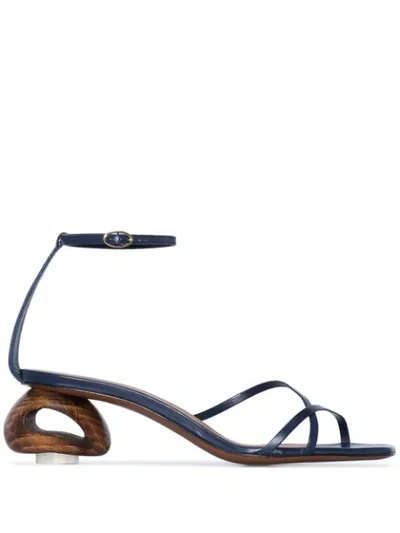 Neous Phippium Leather Sandals In Midnight Blue
