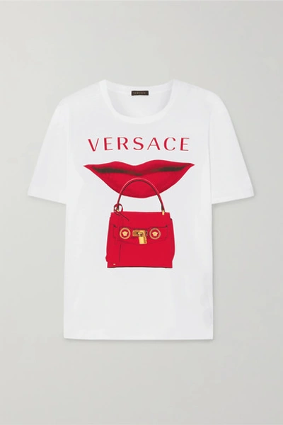 Versace Printed Cotton-jersey T-shirt In White