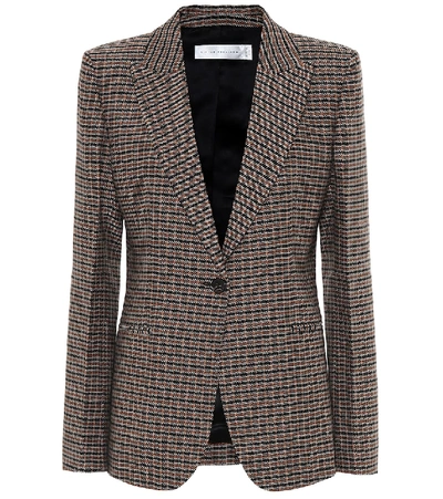 Victoria Beckham Checked Wool Blazer Jacket In Multicoloured